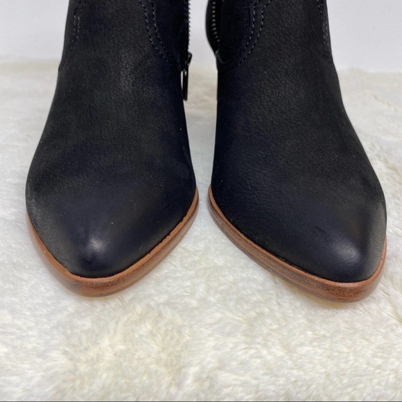 Frye Rory Booties Black Leather Zip Side 3" Wooden Heel NEW Size 9 & 10 - Picture 4 of 11